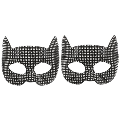 FOMIYES 2 Stück Leichte Cat Shape Maske für Damen Halloween Cosplay Verstellbare Maske für Karneval Maskenball Partyzubehör Schwarze Katzenmaske mit Stilvollem Design von FOMIYES