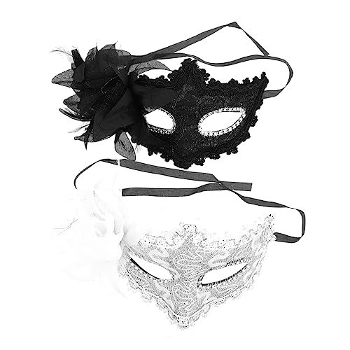 FOMIYES 2 Stück Maskerade Masken für Damen Halbgesichtsmasken Weiß und Schwarz für Karneval Halloween Ball und Partys FOMIYES 2 Stück Maskerade Masken für Damen Halbgesichtsmasken Weiß und Schwarz für Karneval Halloween Ball und Partys von FOMIYES