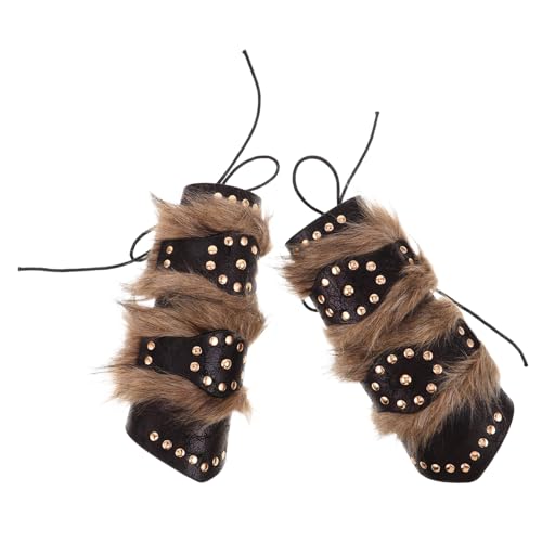 FOMIYES 2 Stück Mittelalterliche Pu-armschützer mit Flauschigem Vintage-rüstung für Handgelenke Ergonomisch Anpassbar Steampunk Wikinger-Design für Halloween-kostüme und Cosplay von FOMIYES