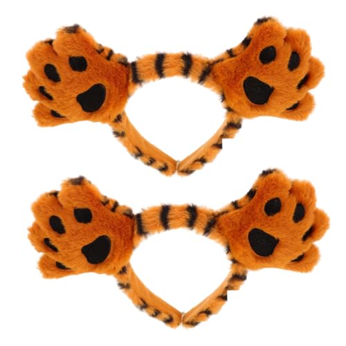 FOMIYES 2 Stück Plüsch Tigerohren Haarband Weiches Halloween Kostümzubehör für Mädchen Frauen Party Cosplay Bühnenauftritt von FOMIYES