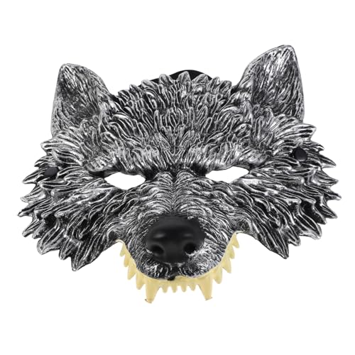 FOMIYES 2 Stück Realistische Wolf Halbgesichtsmaske aus PU für Halloween Cosplay Party Passend Wiederverwendbar Detailreich und Komfortabel für Karneval und Kostümfeste von FOMIYES