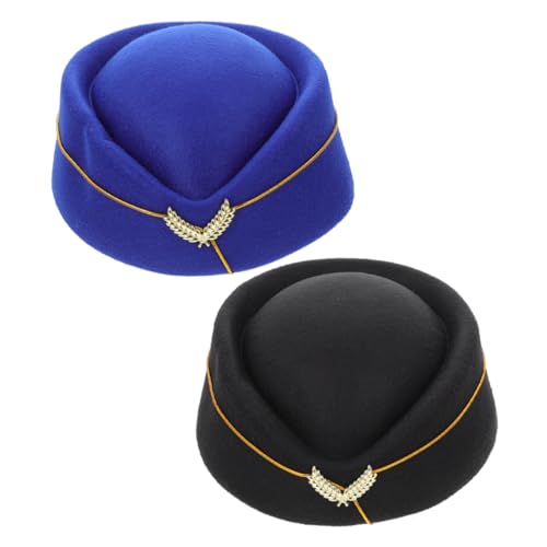 FOMIYES 2 Stück Stewardess Hüte für Damen Cosplay Air Hostess Mütze Schwarz und Blau Ergonomisches Design und für Kostüm Events und Performances FOMIYES 2 Stück Stewardess Hüte für Damen Cosplay Air Hostess Mütze Schwarz und Blau Ergonomisches Design und für Kostüm Events und Performances von FOMIYES
