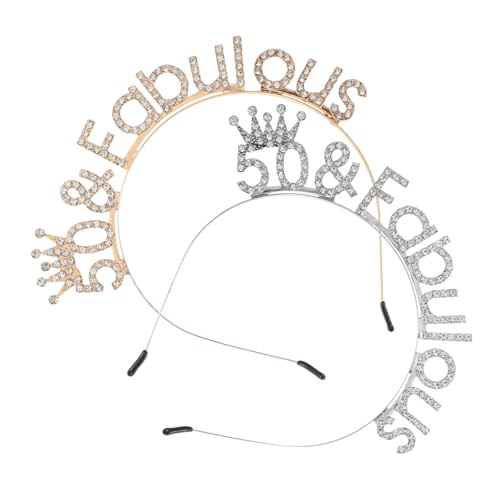 FOMIYES 2 Stück Teiliges Strass Geburtstags Stirnband für Frauen Bequemer Sitz Leichtes Design Funkelnde Tiara mit Jubiläumszahl Festliche Kopfbedeckung für Party Accessoires und von FOMIYES