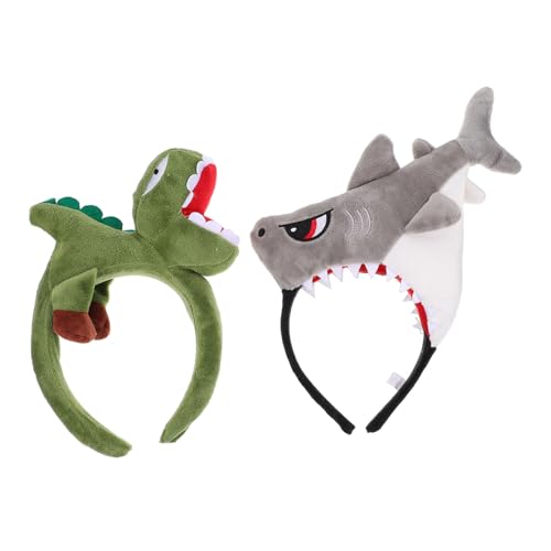FOMIYES 2 Stück Tierhaarreif Erwachsene Weiche Haarschmuck Shark Dinosaurier Bequemes Kopfband für Karneval Fasching Halloween Party von FOMIYES