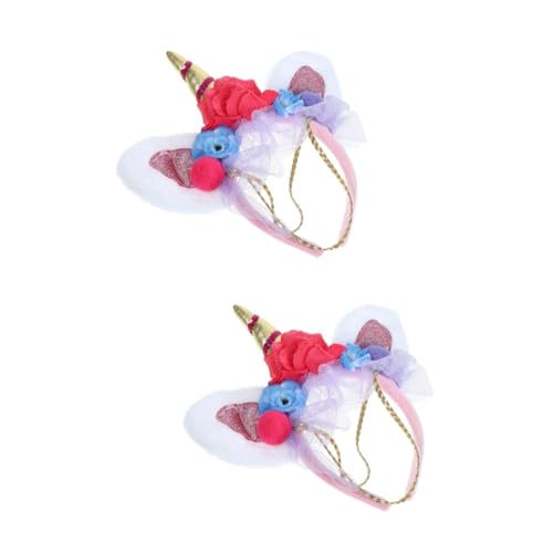 FOMIYES 2 Stück Unicorn Haarreif Party Haarband mit Netzblumen Leichter Bequemer Kopfschmuck für Halloween Karneval und Cosplay Universelle Modisches Einhorn Accessoire von FOMIYES