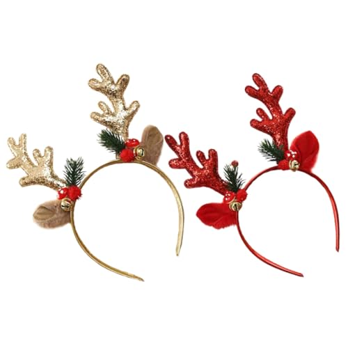 FOMIYES 2 Stück Weihnachts Geweih Stirnband Teiliges mit Roten und Goldenen Glocken Weicher Plüsch Haarreif für Erwachsene und Festlicher Haarschmuck für Weihnachtsfeiern und FOMIYES 2 Stück Weihnachts Geweih Stirnband Teiliges mit Roten und Goldenen Glocken Weicher Plüsch Haarreif für Erwachsene und Festlicher Haarschmuck für Weihnachtsfeiern und von FOMIYES
