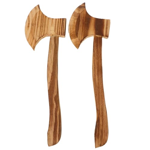 FOMIYES 2Stücke Holzäxte Für Halloween Kostümzubehör Realistische Requisiten Für LARP Cosplay Theater Hochwertige Langlebige Holzspielzeuge von FOMIYES