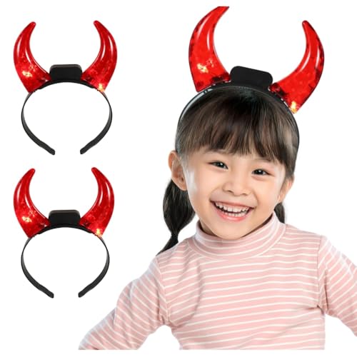 FOMIYES Teufelshörner-Stirnband: 2 Leuchtende Rote Hörner für Halloween, Cosplay-Party - Foto-Requisite, Geister-Kostüm für Männer und Frauen von FOMIYES
