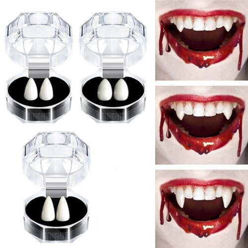 FOMIYES Halloween Vampir Fangs Gefälschte Zähne Prop Cosplay Zähne Zahnersatz für Halloween Party Requisiten Dekoration 3 Paare von FOMIYES