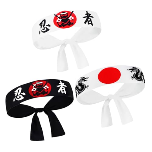 FOMIYES 3 STÜCKE Japanisches Karate Stirnband für Männer Ninja Samurai Kopfband Atmungsaktive Fitness Accessoires für Erwachsene Stilvolles Kostümzubehör FOMIYES 3 STÜCKE Japanisches Karate Stirnband für Männer Ninja Samurai Kopfband Atmungsaktive Fitness Accessoires für Erwachsene Stilvolles Kostümzubehör von FOMIYES