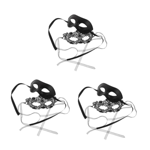 FOMIYES 3 Sätze Halloween Spitzenmasken Halbgesicht mit Auffälligem Blumenmuster Vielseitig Kombinierbar für Mardi Gras Masken für Damen und Herren für Maskenball Karneval und Kostümpartys von FOMIYES