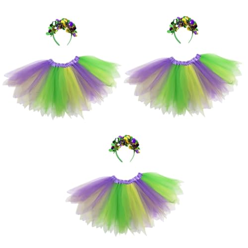FOMIYES 3 Sätze Karneval Tutu Rock Stirnband für Damen Atmungsaktive für Fasching Mottoparty Feierlichkeiten Gras Outfits für Besondere Anlässe von FOMIYES