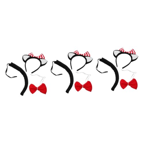 FOMIYES 3 Sätze Kostüm Set Schwarze Katzenohren Haarreif und Schleife Niedliches Tier Cosplay Zubehör für Halloween Weihnachtsfeier und Party Cartoon Design Einfach zu Reinigen von FOMIYES