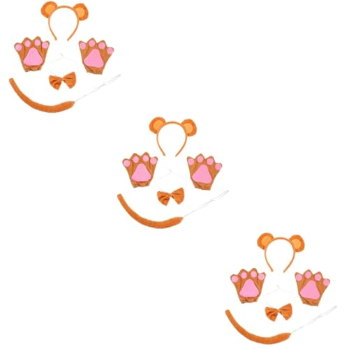 FOMIYES 3 Sätze Kostüm Zubehör Affenohren Realistisches Dress Up für Jungen Tierkostüm Accessoires mit Haarreifen Handschuhen Fliege für Partys Aufführungen von FOMIYES