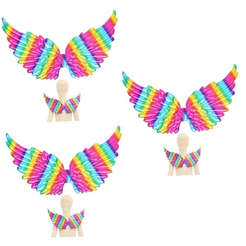 FOMIYES 3 Stück Bunte Engelsflügel Cosplay Prop Farbenfrohe Federflügel für Halloween Karneval Party Foto Requisite Bühnenperformance von FOMIYES