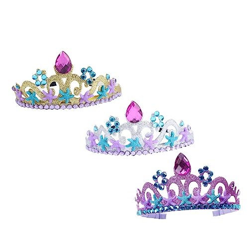 FOMIYES 3 Stück Geburtstagskrone Meerjungfrau Tiara Haarreifen Gold Silber Ocean Style für Kleine Prinzessinnen Party Dekoration von FOMIYES