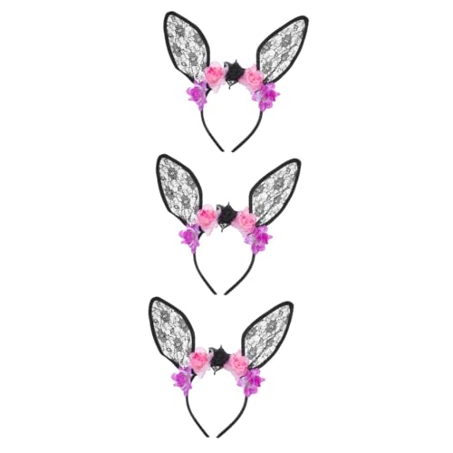 FOMIYES 3 Stück Halloween Haarband mit Schwarzen Spitzen Hasenohren und Blumen Leichtes Party Haaraccessoire Stabilem Material für Damen Kopfschmuck für Halloween Feiern FOMIYES 3 Stück Halloween Haarband mit Schwarzen Spitzen Hasenohren und Blumen Leichtes Party Haaraccessoire Stabilem Material für Damen Kopfschmuck für Halloween Feiern von FOMIYES