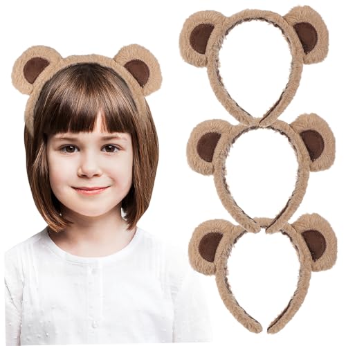 FOMIYES 3 Stück Niedliches Teiliges Bärenohren Haarband Kuscheliges Tierkopfbedeckung für Cosplay Halloween Weihnachten und Partys Bequem und Langlebig Leicht zu Tragen von FOMIYES