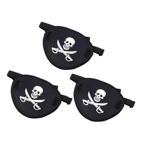 FOMIYES 3 Stück Piraten-Augenbinde Piratenaugenmaske Einzelne Augenklappe gefälschte Augenklappe Halloween-Party-Augenmaske Maskerade Cosplay Augenklappe -Stoff Black von FOMIYES