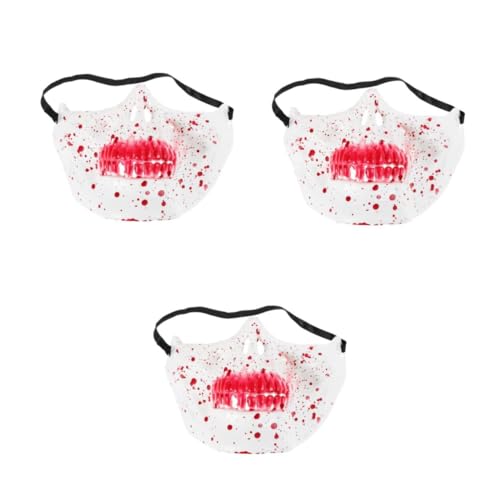 FOMIYES 3 Stück Realistische Skelett Halbgesichtsmaske mit Blutroten Details Langlebige Kunststoffmaske für Cosplay und Kostümpartys Unisex Gruselmaske für Erwachsene von FOMIYES