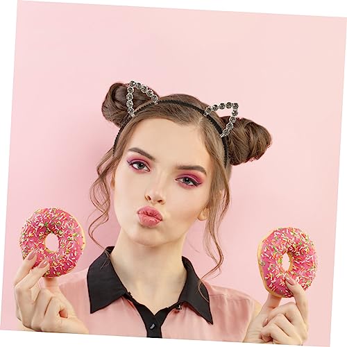 FOMIYES 3 Stück Teiliges Katzenohren Haarband mit Funkelnden Strasssteinen Modisches Langlebiges Stirnband für Frauen Geeignet für Cosplay Fasching Kostümpartys und Fotografie von FOMIYES