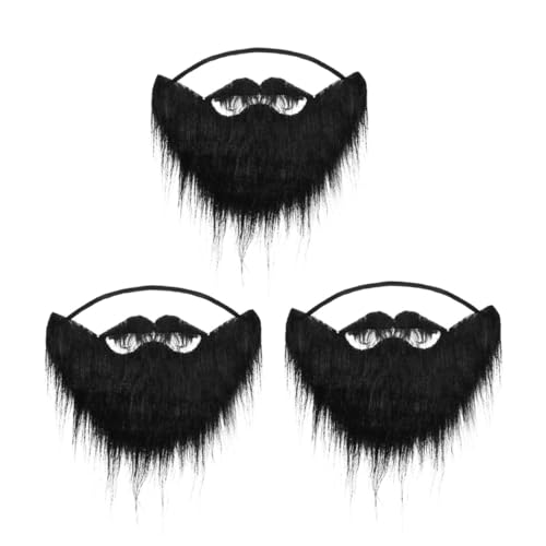 FOMIYES 3 Stück Teiliges Schwarze Falsche mit Elastischem Band Realistische Simulation Geeignet für Erwachsene und Einfach Anzubringen für Halloween Karneval und Partyspaß von FOMIYES