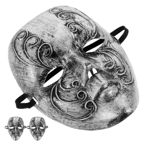 FOMIYES 3 Stück Teiliges Venezianische Maske für Herren Retro Karnevalsmaske Halloween Kostüm Party Maske Silber Dekorative Kunstmaske mit Feiner Handwerkskunst für Festliche Anlässe von FOMIYES