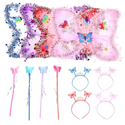 FOMIYES 4 Sätze Schmetterlingsflügel Kostüm mit Stirnband und Zauberstab Bunte Flügel für Mädchen Faschingskostüm Partydekoration Cosplay Geeignet Sicher und Langlebig FOMIYES 4 Sätze Schmetterlingsflügel Kostüm mit Stirnband und Zauberstab Bunte Flügel für Mädchen Faschingskostüm Partydekoration Cosplay Geeignet Sicher und Langlebig von FOMIYES