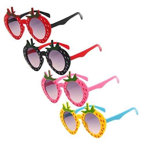 FOMIYES 4 Stück Erdbeer Sonnenbrillen für Lustige Kreative Sonnenbrillen für Strandpartys Geburtstagsfeiern Kinderfeste Sicheres Pc Material Farbenfrohe Designs von FOMIYES