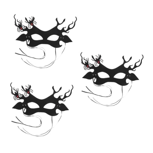 FOMIYES 4 Stück Geweih Spinnenmaske gruselige maske halloween dekoration Horrormaske maskerade auge Halloween-Spinnenmaske halbe Maskerade-Masken Halloween-Spinnen-Totenmaske Vlies Black von FOMIYES