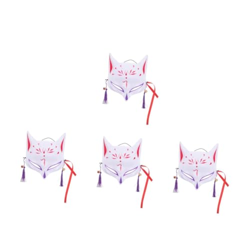 FOMIYES 4 Stück Halloween Fuchs Halbmaske aus Langlebigem Kunststoff Japanischer Stil Katzenmasken Cosplay Maske Komfortabel Detailreich Verarbeitet für Halloween Karneval Kostümparty von FOMIYES