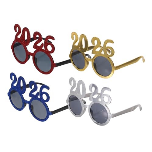 FOMIYES 4 Stück Teiliges Partybrillen mit Buntem Glitzer Festliche Foto Requisiten für Silvester Geburtstage und Abschlussfeiern Auffällige Neujahrs Accessoires für Fröhliche Partystimmung von FOMIYES