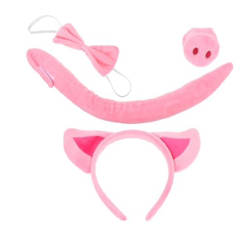 FOMIYES 4 Stück Teiliges Schwein Kostüm Set mit Weichem Nasen und Clip Schweineohren Haarreif und Süßer Fliege Leichtes Cosplay Zubehör für Halloween und Kindergeburtstag von FOMIYES