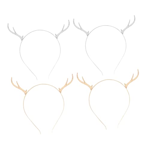 FOMIYES 4 Stück Teiliges Weihnachts Haarreifen mit Rentiergeweih Festlicher Kopfschmuck für Weihnachtsfeiern Realistisches Geweih Design Geeignet für Winter und Feiertagskostüme von FOMIYES