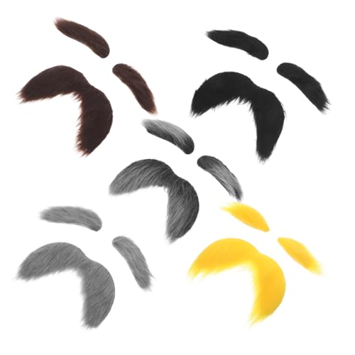 FOMIYES 5 Sätze Falscher Schnurrbart und Augenbrauen Realistisches Old Man Cosplay Kostüm Hautfreundlich Leicht und Atmungsaktiv für Halloween Weihnachten und Partyverkleidung von FOMIYES