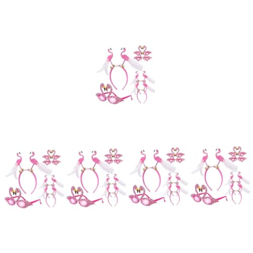 FOMIYES 5 Sätze Hawaii-Party-Outfit kunststoff plastiktisch caakg Brillen Stirnband Flamingo-Dekor lustige Stirnbänder Gläser Dekorationen kleine Blumen dekorativer Spiegel Kind Requisiten von FOMIYES
