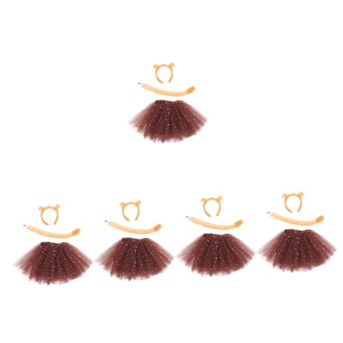 FOMIYES 5 Sätze Kostümset Löwenkostüm für Damen Tierohren Stirnband mit Tutu Rock für Karneval Halloween Tier Themenpartys Rollenspiele Fotografie Accessoires von FOMIYES