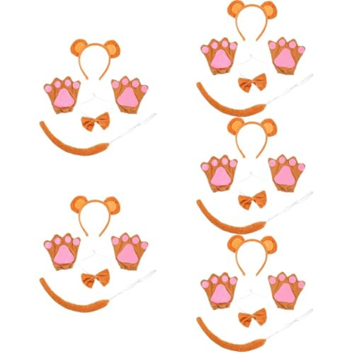 FOMIYES 5 Sets Affenohren Stirnband Ohr Haarreif Cosplay Requisiten Affen Kostüm Zubehör Dschungel Tier Stirnband Affen Haarband Ohren Tier Cosplay Kostüm Zirkus Kunststoff von FOMIYES