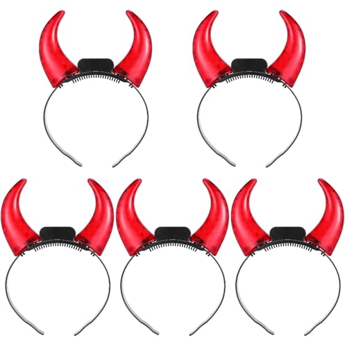 FOMIYES 5 Stk Dämon Horn Stirnband Hörner Stirnband Gotisches Stirnband Mit Antilopenhörnern Teufelshaarreifen Flash-kostüm Stirnband Aus Horn Halloween Led Elektronische Bauteile 3d von FOMIYES