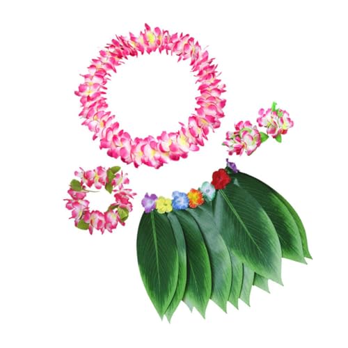 FOMIYES 5 Stück 1 Set Blätterrock Elastisch Event Zubehör Party Outfit Stranddekorationen Tropisches Hula Luau Thema Kränze Girlanden Girlande Rosa von FOMIYES
