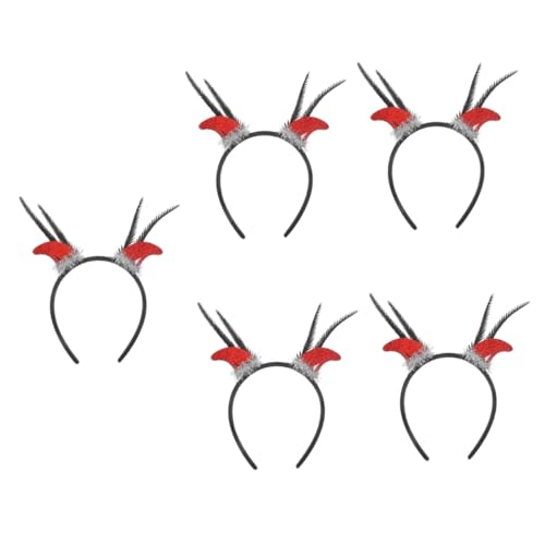 FOMIYES 5 Stück Halloween Stirnband mit Roten Teufelshörnern und Federn Langlebiger Filz und Haarschmuck für Party Cosplay und Mottopartys Komfortabel Formstabil Unisex Kopfschmuck von FOMIYES