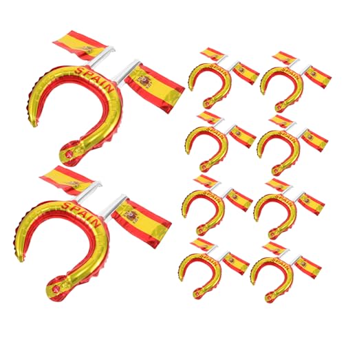 FOMIYES 50 Stück Spanische Flagge Aufblasbare Haarreifen Leichte Fußball Party Headbopper Patriotische Geburtstagsdekoration Bequeme Platzsparende Stirnbänder für Familien und von FOMIYES