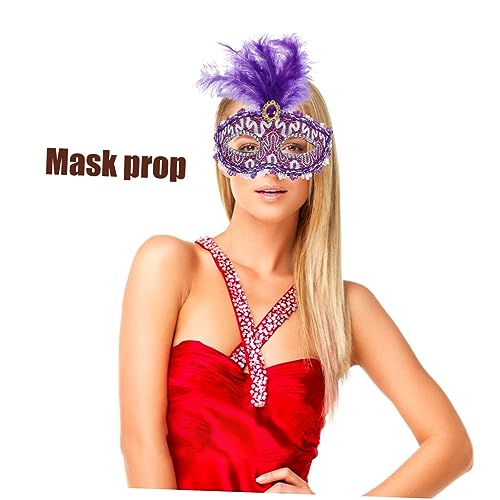 FOMIYES 6 Stück Teiliges Damen Halloween Halbgesichtsmaske aus Leder mit Federn Bunte Masquerade Party Masken für Karneval Cosplay Ball Vielseitig Einsetzbar in Blau Rot von FOMIYES