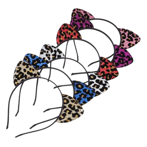 FOMIYES 6 Stück Teiliges Katzenohren Haarreif Leichte Glänzende Flock optik Leopardenmuster Buntes Party accessoire für Kostüm Halloween Karneval Fest FOMIYES 6 Stück Teiliges Katzenohren Haarreif Leichte Glänzende Flock optik Leopardenmuster Buntes Party accessoire für Kostüm Halloween Karneval Fest von FOMIYES