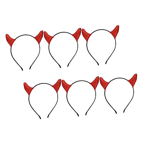 FOMIYES 6 Stück Teiliges Teufelshorn Stirnband Rotes Glitzer Haarreif Halloween Party Cosplay Einzigartiger Kopfschmuck Bequemes Hautfreundliches Design für Kostüm und Festliche Anlässe von FOMIYES