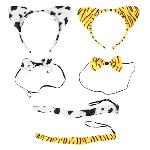 FOMIYES 6 Stück Teiliges Tierkostüm Stirnband Fliege und Bequemes Animal Tail Zubehör für Erwachsene für Cosplay Kostümpartys Halloween und Themenveranstaltungen von FOMIYES
