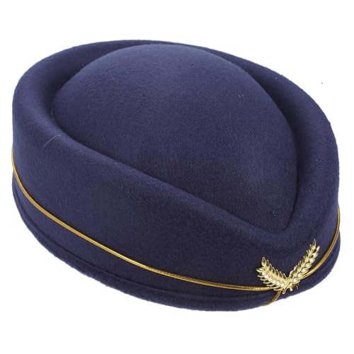 FOMIYES Airline Stewardess Mütze aus Hochwertigem Wollfilz Klassisches Design mit Goldfarbenem Einfach Aufzusetzen Langlebig für Kostüme Halloween und Themenpartys Geeignet von FOMIYES