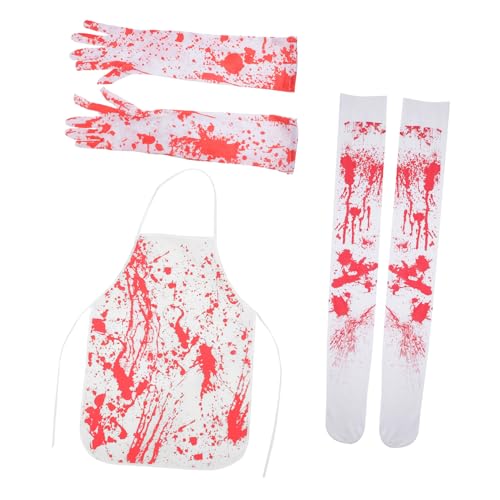 FOMIYES Blutige Halloween Schürze Set mit Gruseligen Handschuhen und Socken Leichter Polyester Angenehm und Bequem Vielseitig für Horrorpartys und Haunted House Kostümierungen FOMIYES Blutige Halloween Schürze Set mit Gruseligen Handschuhen und Socken Leichter Polyester Angenehm und Bequem Vielseitig für Horrorpartys und Haunted House Kostümierungen von FOMIYES