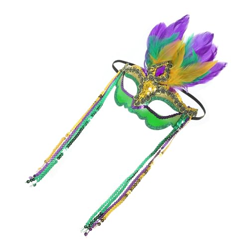 FOMIYES Bunte Federmaske Kostüme Halloween-maske Maskerade Masken Halloween Geführt Geführtes Halloween Party Cosplay Halloween-hälfte Gefiedermaske Für Frauen Dekorative Maske Pp von FOMIYES