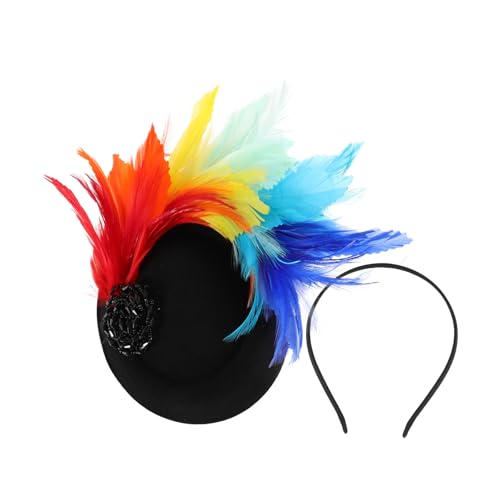 FOMIYES Bunter Federkopfschmuck Fascinator-Stirnband-Kopfbedeckung Frauen-Fascinator-Hut Zubehör für Karnevalspartys Karnevalskostümzubehör Partyhut Haarclip Metalle FOMIYES Bunter Federkopfschmuck Fascinator-Stirnband-Kopfbedeckung Frauen-Fascinator-Hut Zubehör für Karnevalspartys Karnevalskostümzubehör Partyhut Haarclip Metalle von FOMIYES